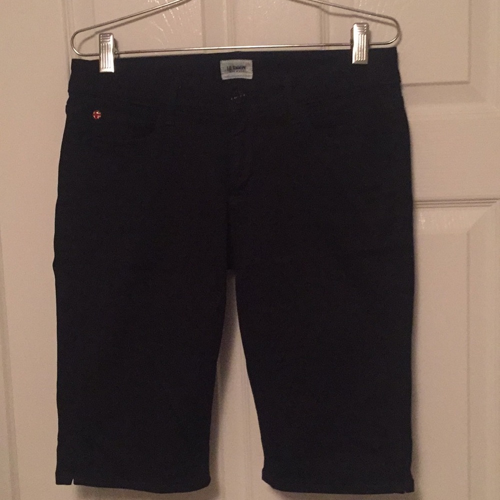 Hudson dark wash shorts with button back pockets